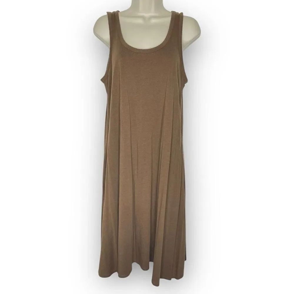 Soft Surroundings Sleeveless Dress Brown Scoop Neck Cotton Modal Women’s Medium